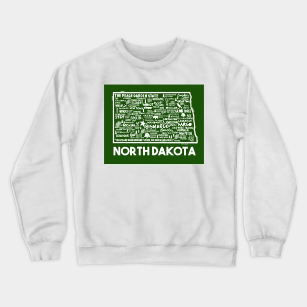 North Dakota Map Crewneck Sweatshirt by fiberandgloss